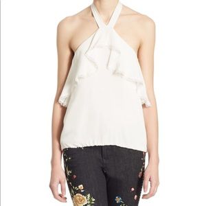 Alice + Olivia Monet Ruffled Silk Halter Top